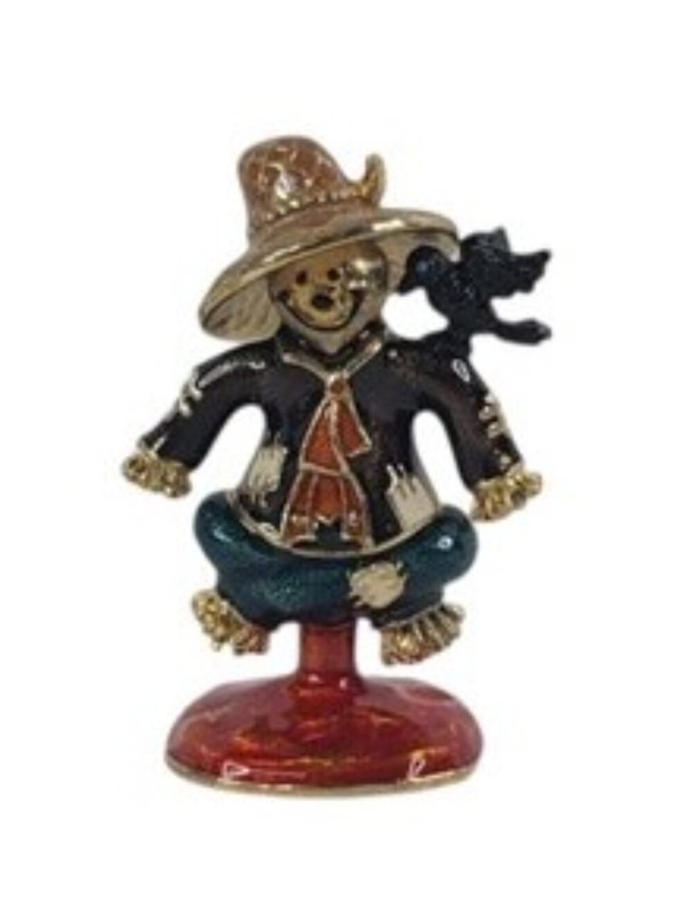 Monet NIP VINTAGE Enamel Scarecrow Trinket Box, H-3", W-1.5"